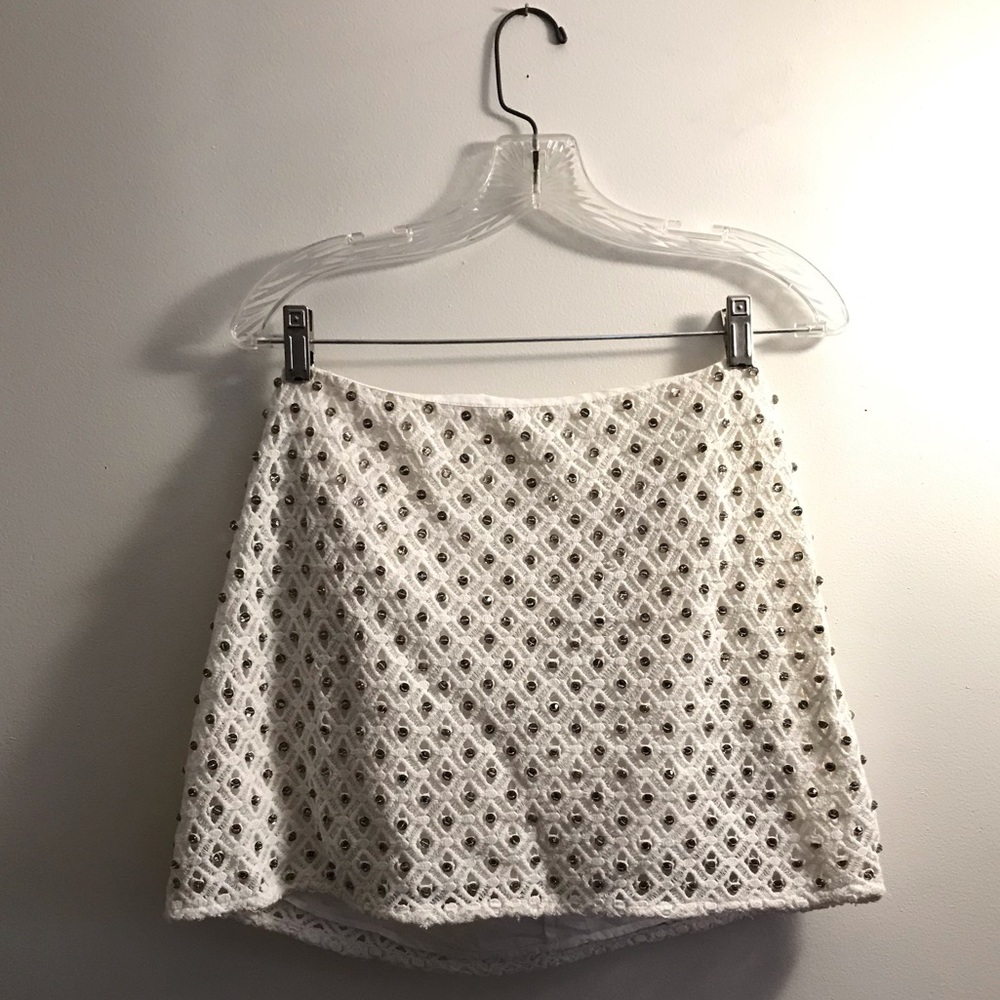 ZARA White Crochet Rhinestone Skirt - Picture 2 of 6